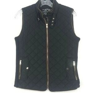 Chocolate USA Quilted Black Zip Vest Size Small